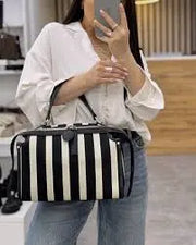 Striped Black and White Duffle Bag TONIFAITHY Boutique