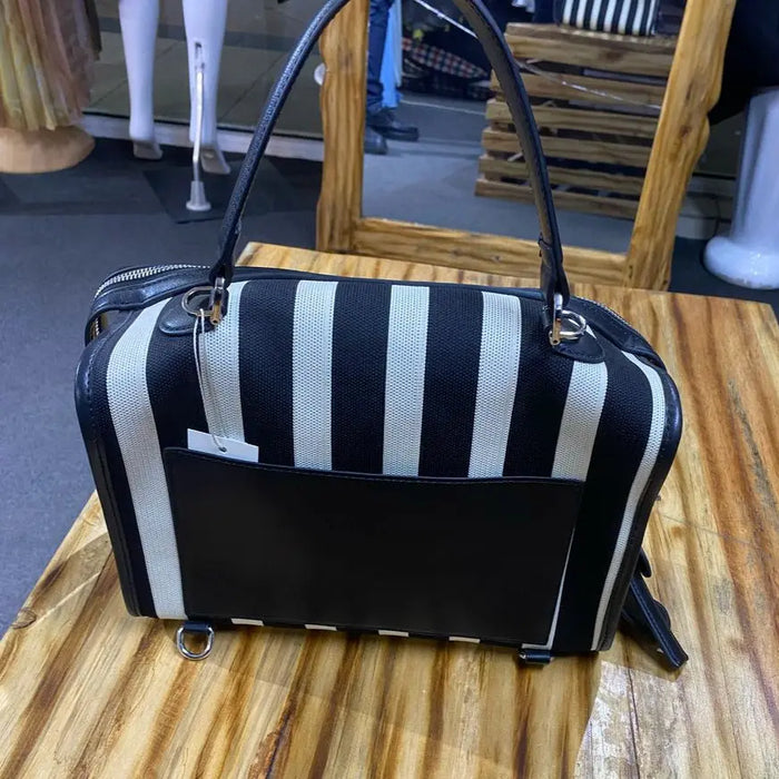 Striped Black and White Duffle Bag