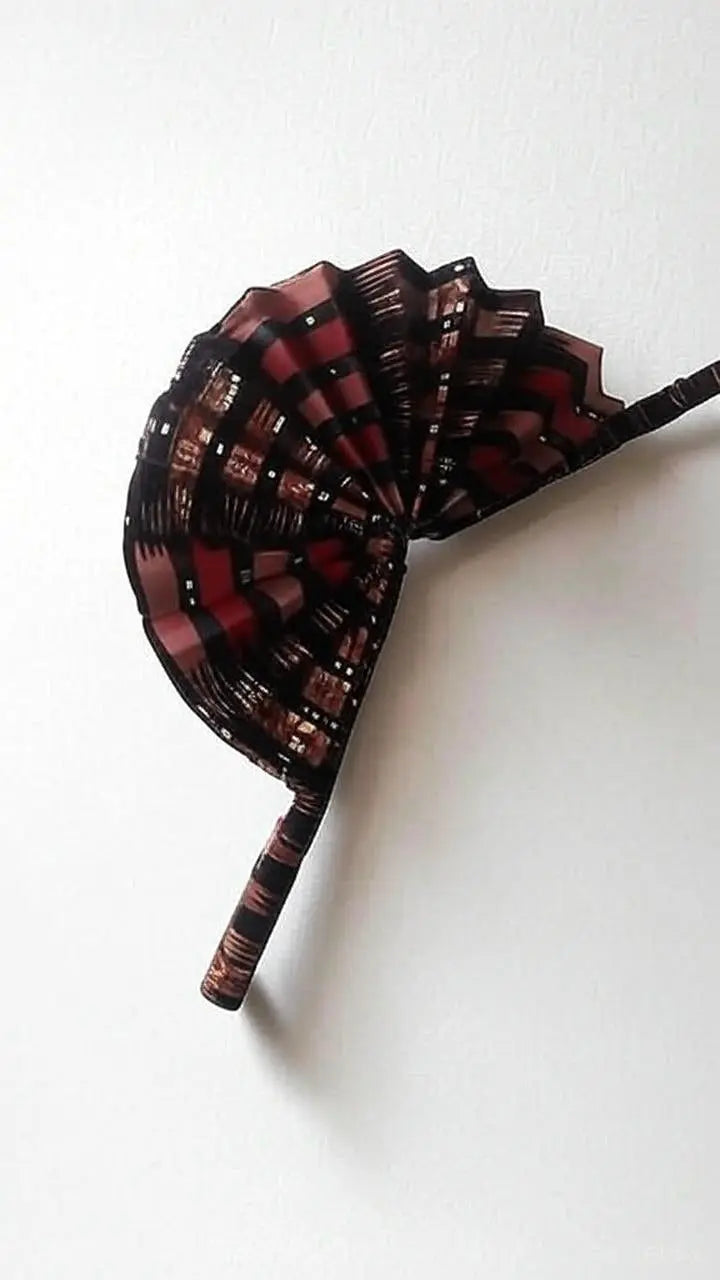 Red Rwanda Patterns Stylish Rwandan Hand Fan - Red and Brown Pattern (Made in Rwanda ...