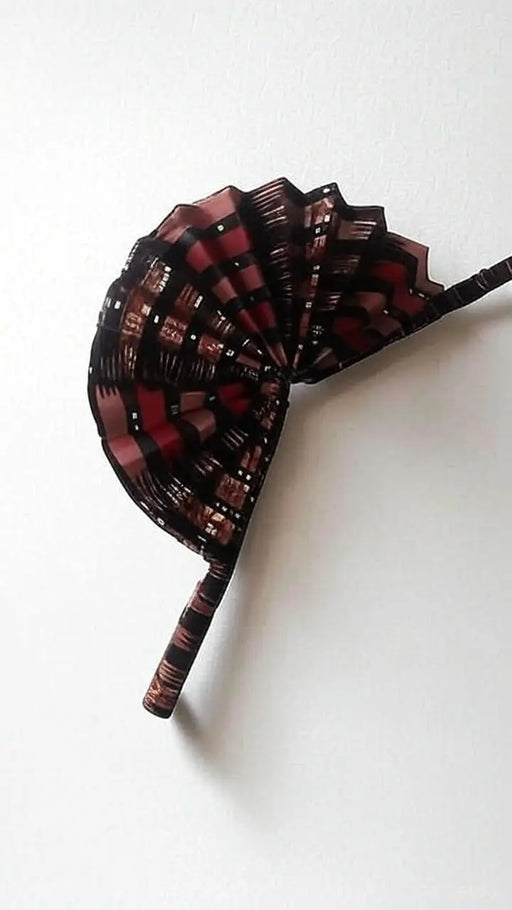 Stylish Rwandan Hand Fan - Red and Brown Pattern (Made in Rwanda) Murukali.com