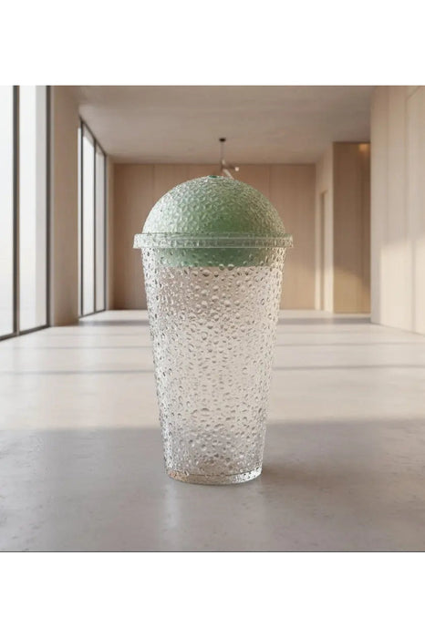 Textured Bamboo-Inspired Drinking Cup with Domed Lid Murukali.com