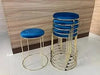 Toby Luxurious Modern Contemporary Multipurpose Round Velvet Golden Stool Murukali.com