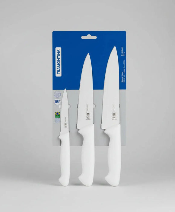 Tramontina Premium Stainless Steel Knife Set of 3pcs with White