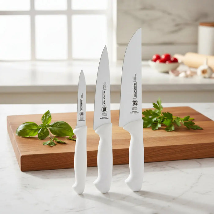 Tramontina Premium Stainless Steel Knife Set of 3pcs with White
