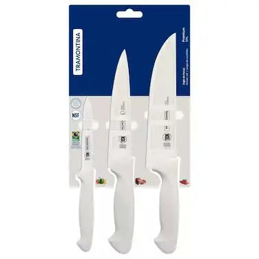 Tramontina Premium Stainless Steel Knife Set of 3pcs with White