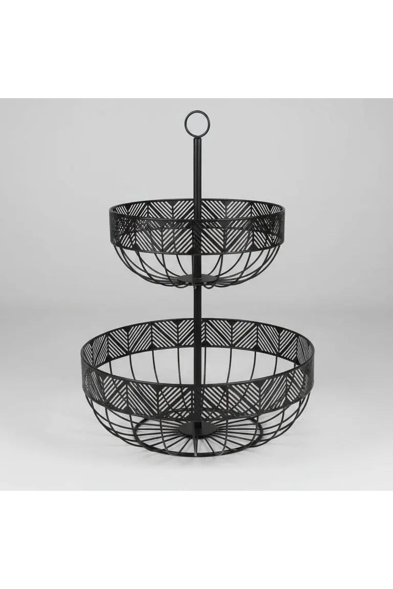 Two-tiered Black Metal Fruit Basket Murukali.com