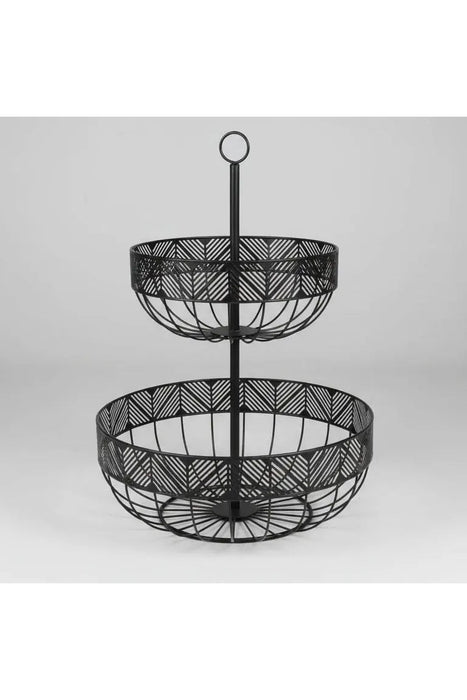 Two-tiered Black Metal Fruit Basket Murukali.com