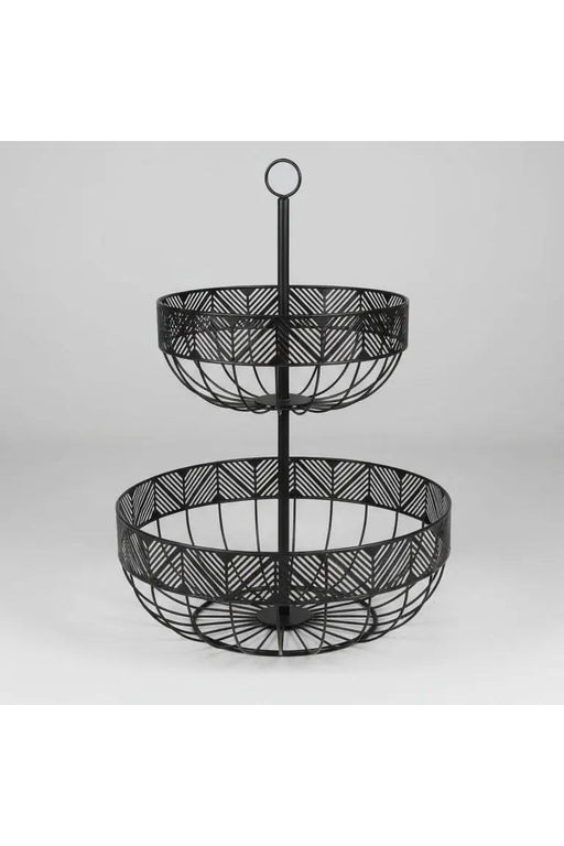 Two-tiered Black Metal Fruit Basket Murukali.com