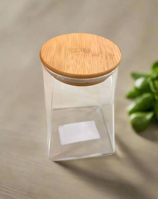UMAI Borosilicate Glass Jar with  Bamboo Lid 1pcs Murukali.com