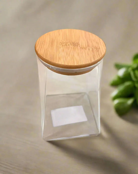 UMAI Borosilicate Glass Jar with  Bamboo Lid 1pcs Murukali.com