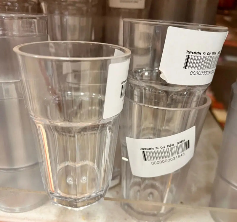 Unbreakable Plastic Water Tumbler on Tiled Floor 130ml 1pcs Murukali.com