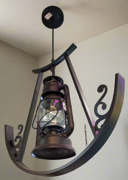 Black Metal Hanging Lantern-Style Pendant Light Fixture