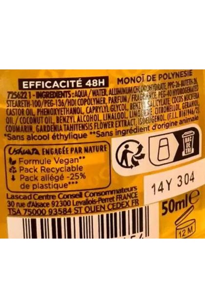 Ushuaïa Polynesia Anti-Perspirant – Monoï Oil & Tiaré Flower Roll-On Deodorant 50ml Murukali.com