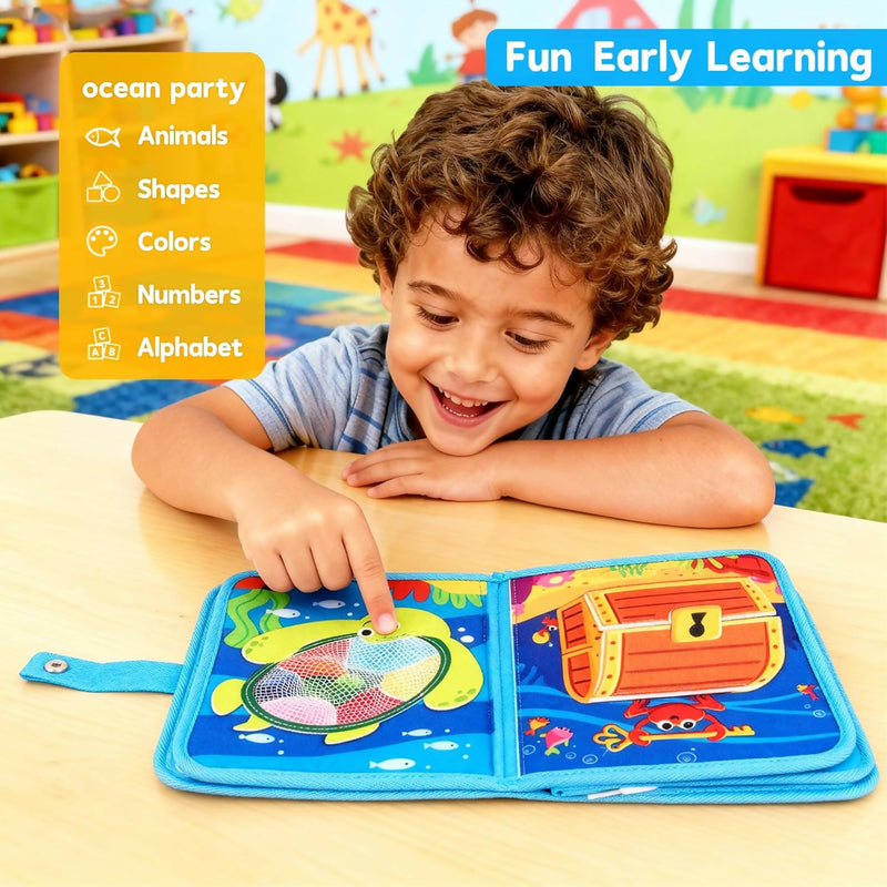 Ocean Busy Book for Toddlers 1-3, Montessori Busy Board Educational Learning Toys for 1 2 3 Years Old Boy Girl Birthday Gifts