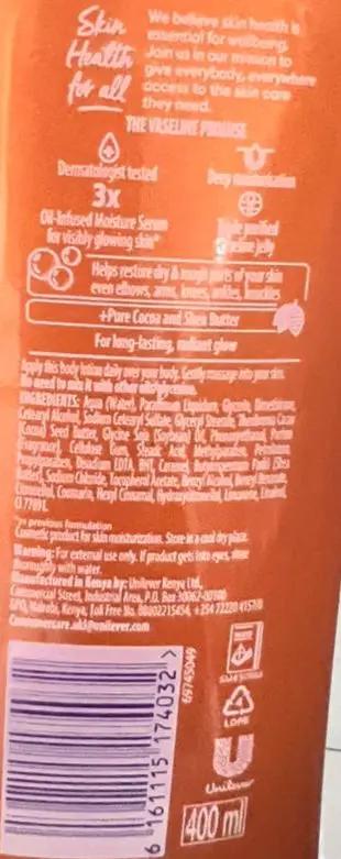 Vaseline Intensive Care Cocoa Radiant Body Lotion 400ml Murukali.com