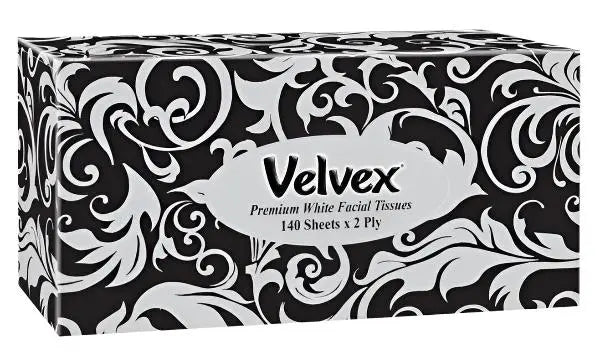 Velvex Premium White Facial Tissues - Black 200 MM x 215MM murukali.com