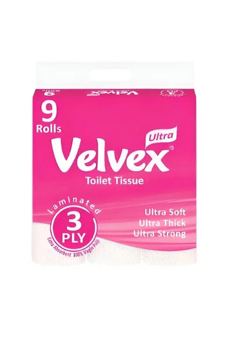 Velvex Ultra 3 Ply Printed Toilet Tissue 9 Roll Murukali.com