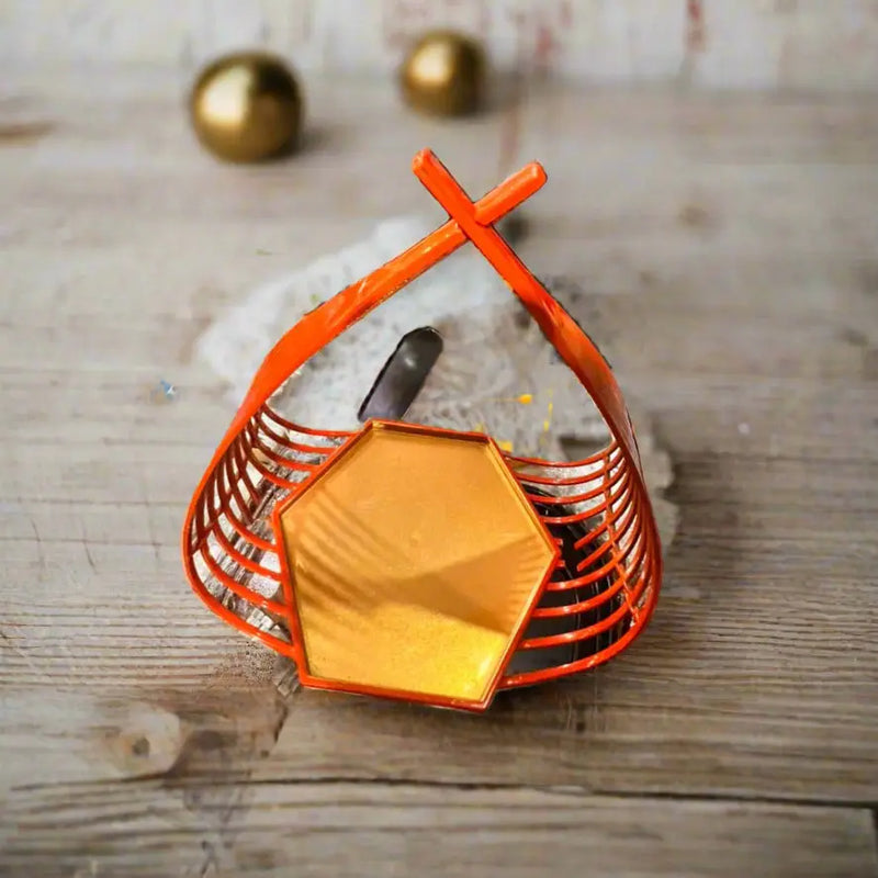 Vibrant Orange Hexagonal Basket Tray Murukali.com