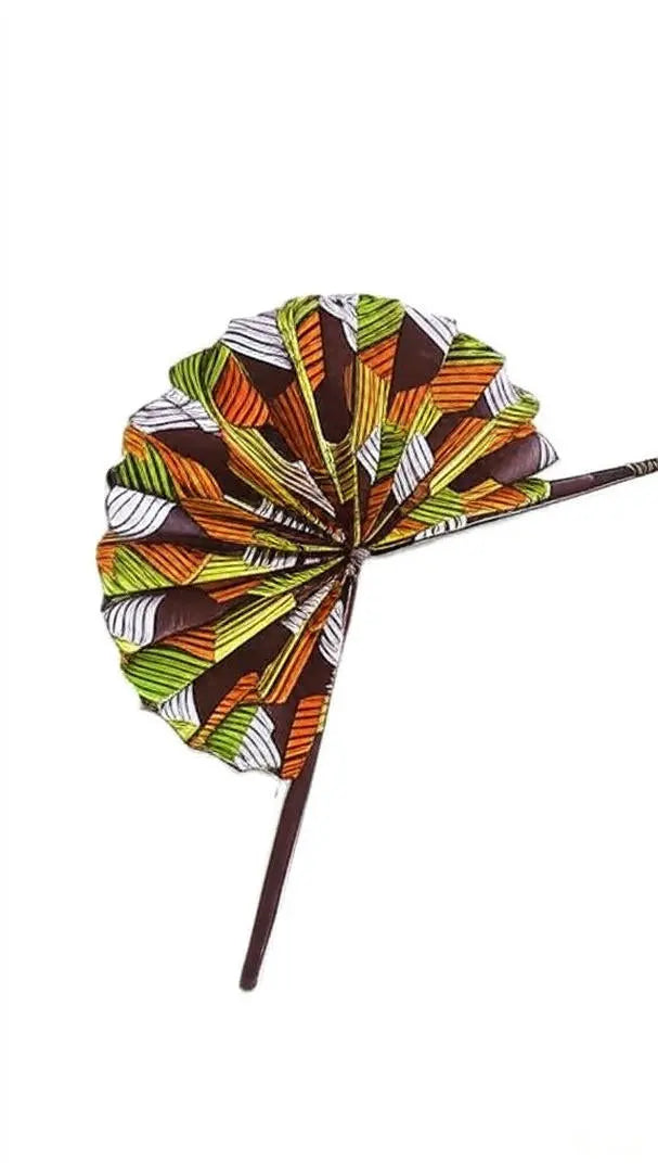 Vibrant Rwandan Hand Fan - Geometric Print Design (Made in Rwanda) Murukali.com