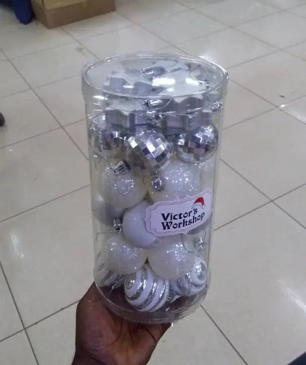 Victor’s Workshop Silver & White Christmas Ball Ornaments