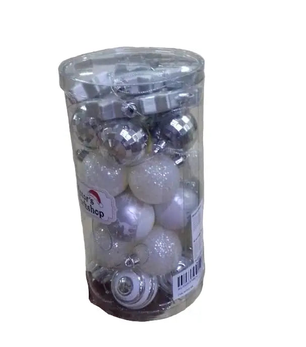 Victor’s Workshop Silver & White Christmas Ball Ornaments