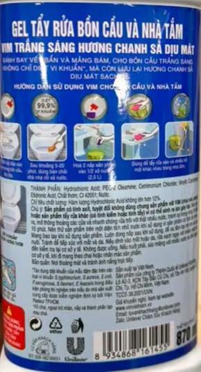 Vim Trắng Sáng Toilet Cleaner 870ml Murukali.com
