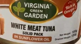 Virginia Green Garden White Meat Tuna Solid Pack in Sunflower Oil 185g Murukali.com