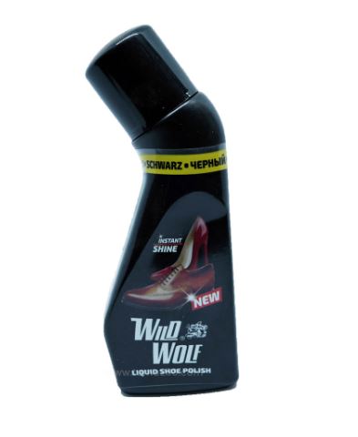 WILD WOLF Liquid shoe black Polish 75ml murukali.com