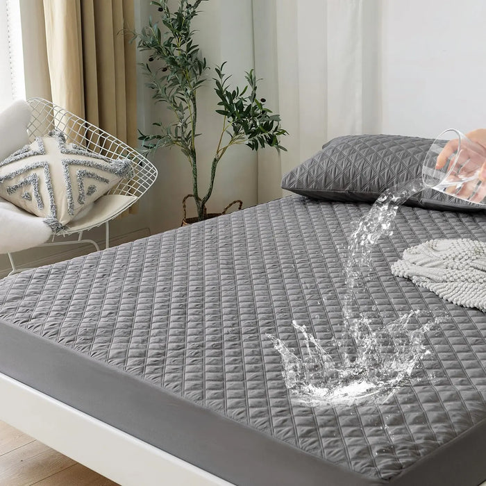 Waterproof Matress Protector Grey Check Size Murukali.com
