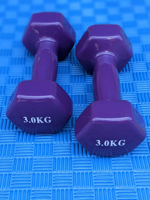 Weights dumbbell set 3 kg by 2, purple murukali.com