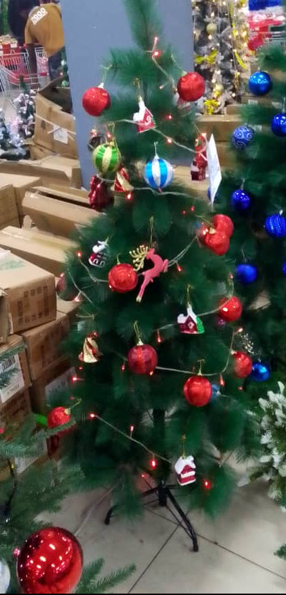 Decorated Artificial Christmas Tree with LED Lights & Ornaments 1.5M