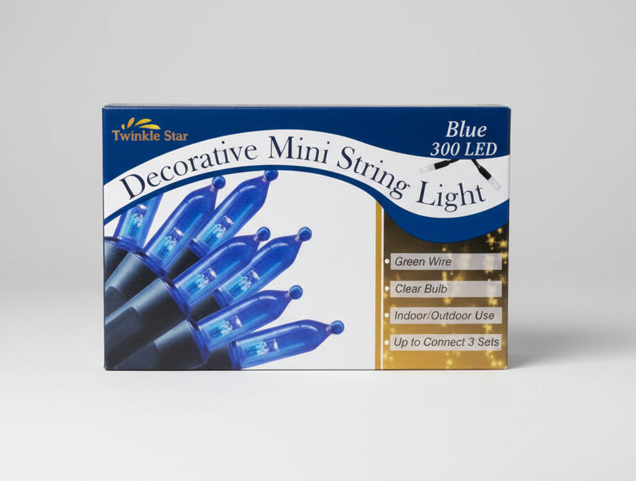 Holiday Time 300 Mini Lights – Blue 35M