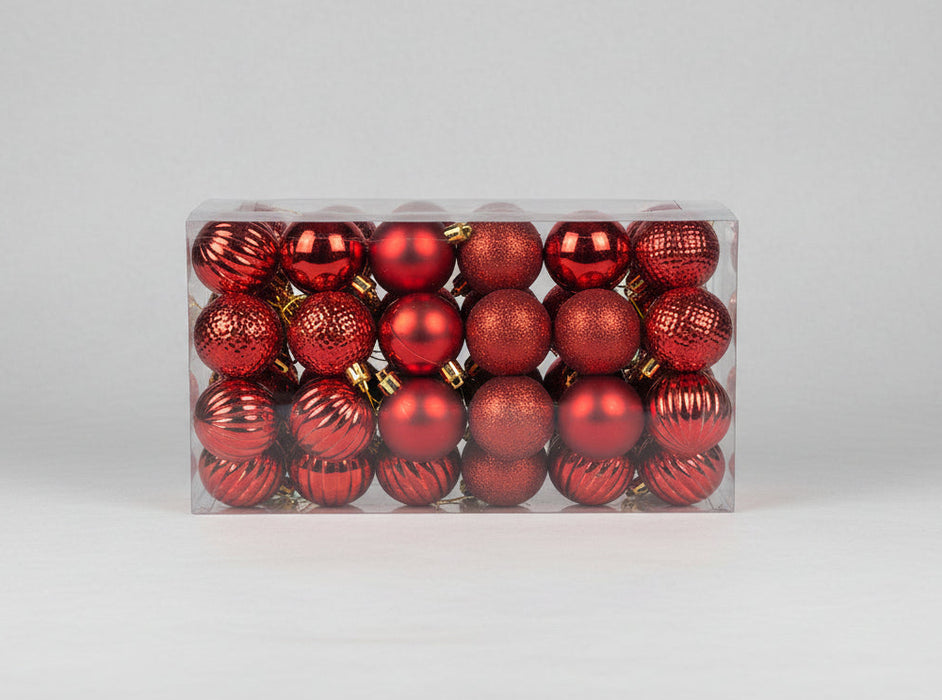 Red Christmas Ornament Set – 24 Pieces 6cm