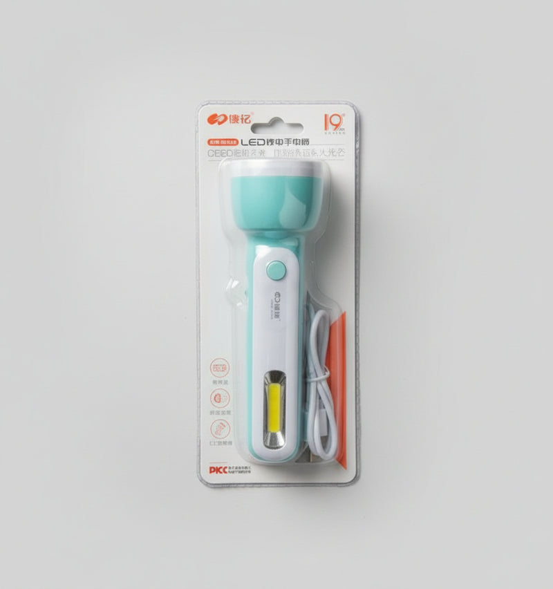 Torch COB LED Rechargeable Flashlight – USB Powered