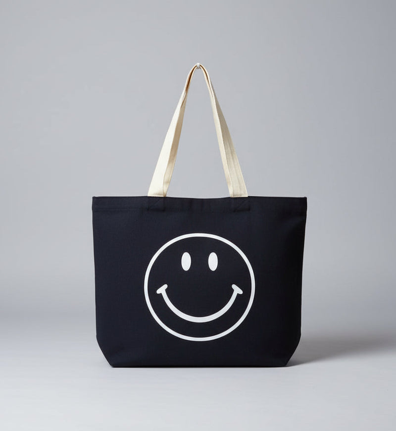 Smiley Black Tote Bag – Fun & Casual