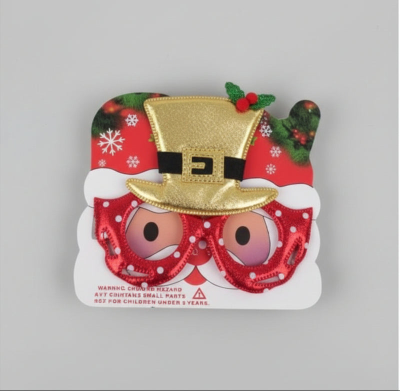 Kids’ Cute Glitter Christmas Glasses with Hat Design