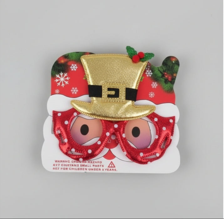 Kids’ Cute Glitter Christmas Glasses with Hat Design