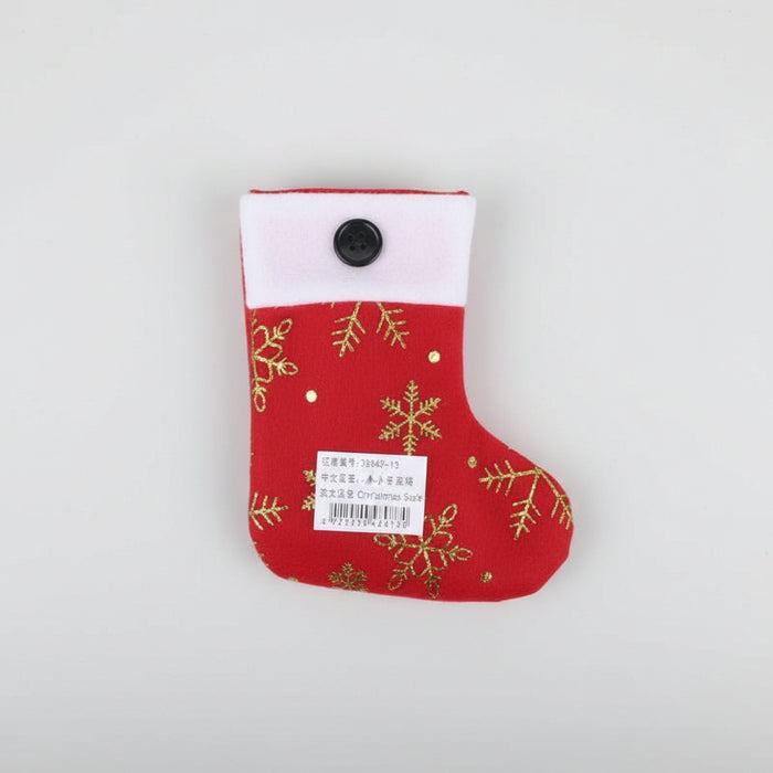 Small Christmas Stocking – Gold Snowflakes