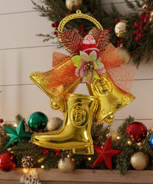 Set of Golden Christmas Ornaments