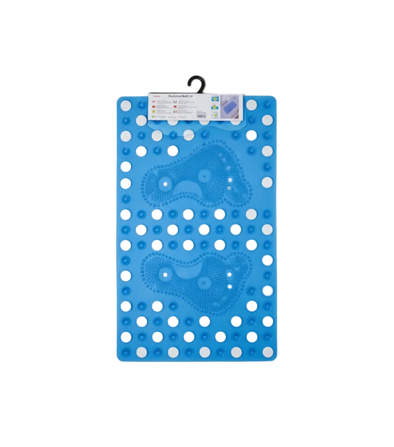 Anti-Slip Blue Bath Mat with Suction Cups