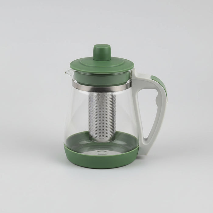 Glass Teapot with Infuser – Green Lid & Handle