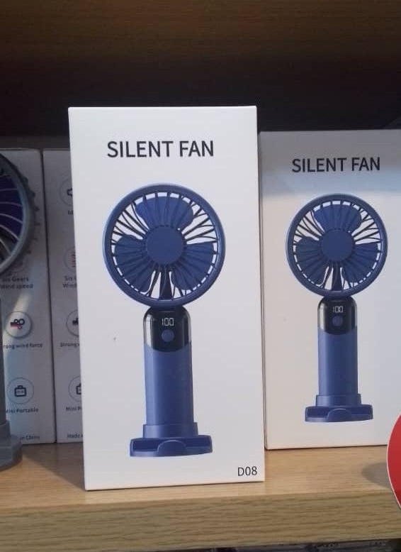 D08 Portable Mini Silent Fan – USB Rechargeable with LED Display