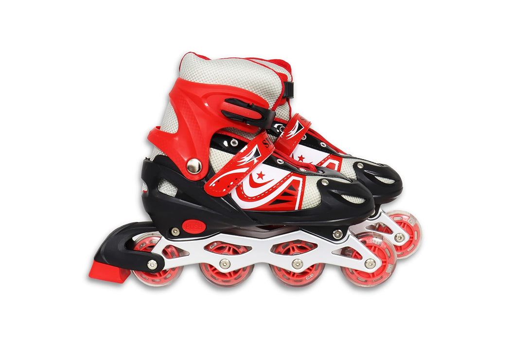 Adjustable Roller Skate Shoes LED Light Single Row Wheels - Size  31-42