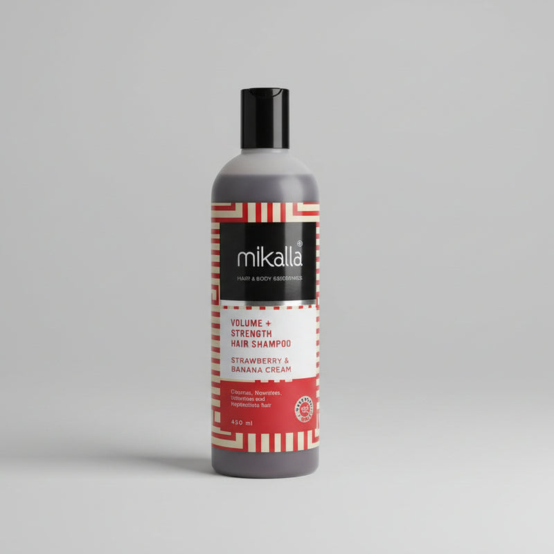 Mikalla Volume + Strength Hair Shampoo – Strawberry & Banana Cream 450ml