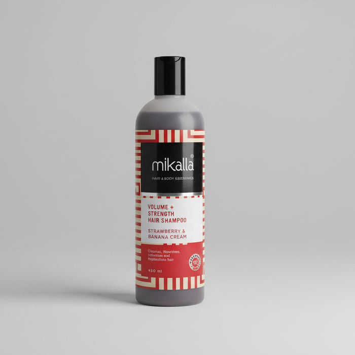 Mikalla Volume + Strength Hair Shampoo – Strawberry & Banana Cream 450ml