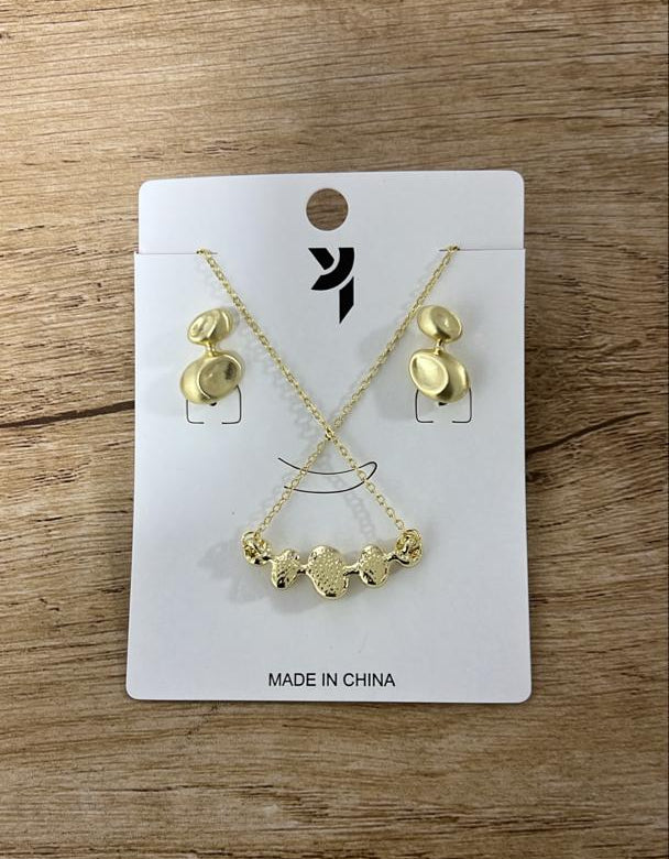 Gold-Tone Statement Pendant Necklace & Matching Earrings Set