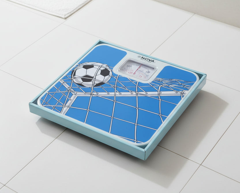 Nova Analog Body Weight Scale – Blue & White Soccer Field Design 120kg