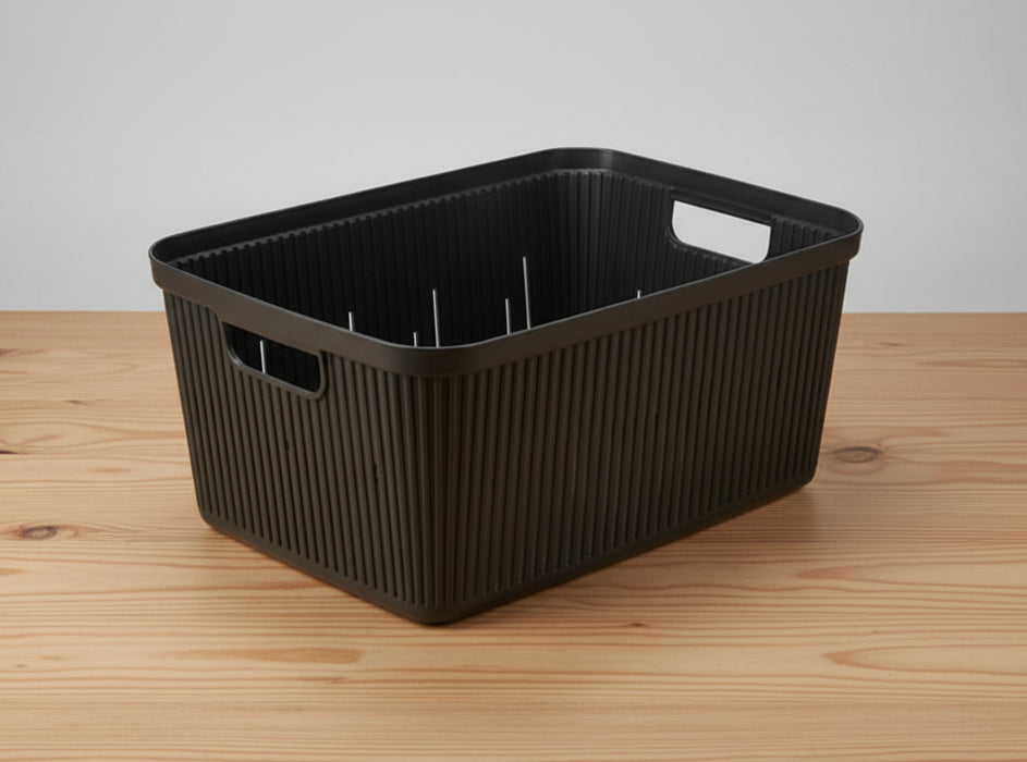 Superio Ribbed Collection Decorative Open Storage Bin