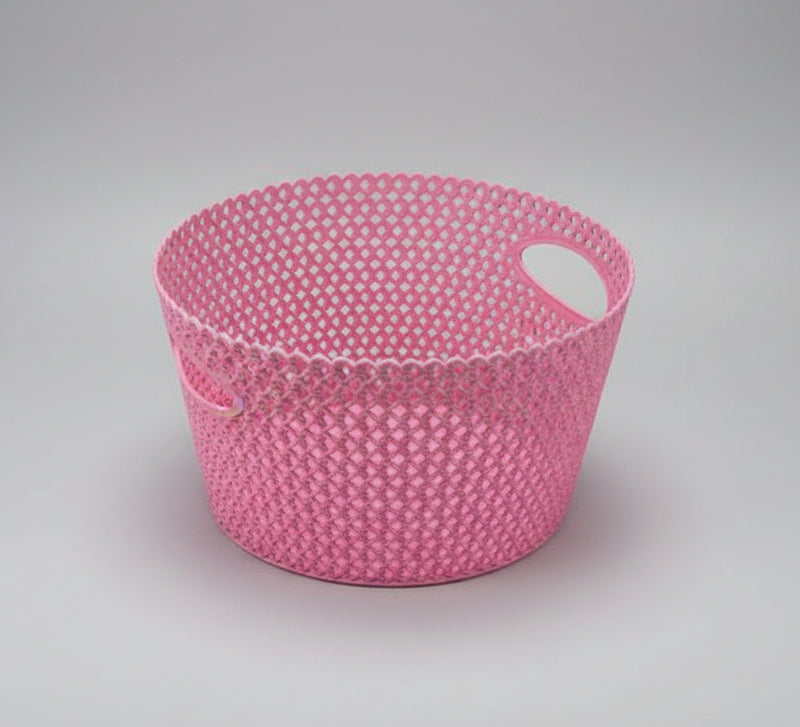 Plastic Storage Basket with Handles and Lattice Pattern