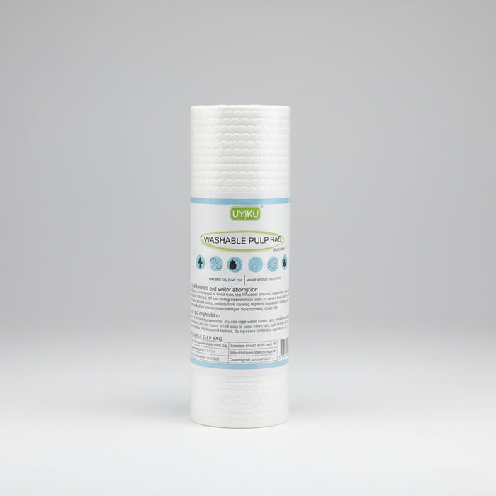 UYIKU Washable Pulp Rags Roll – Reusable Wet & Dry Cleaning Cloths